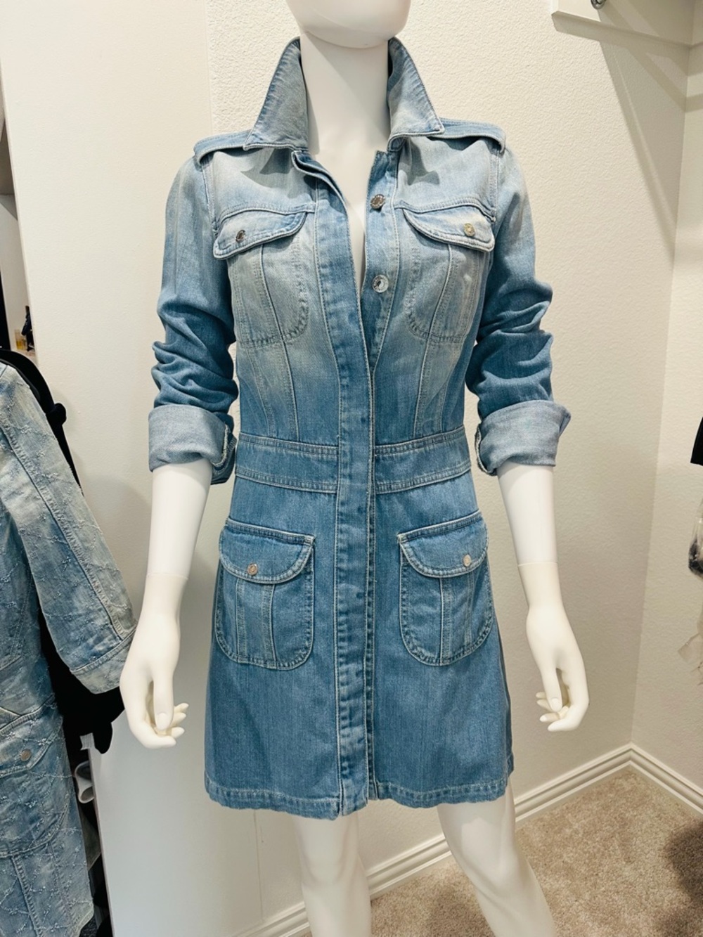 NWT 7 For All Mankind Denim Utility Dress Small